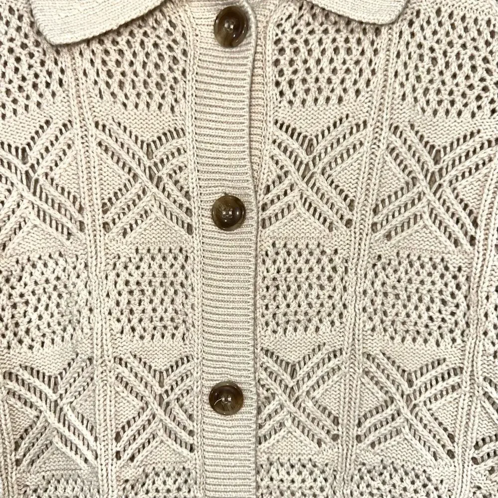 Rachel Zoe Cream Cotton Blend Knit Button Front Sweater Size Small - Picture 2 of 12